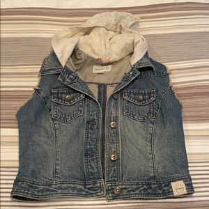 Hooded jean jacket vest